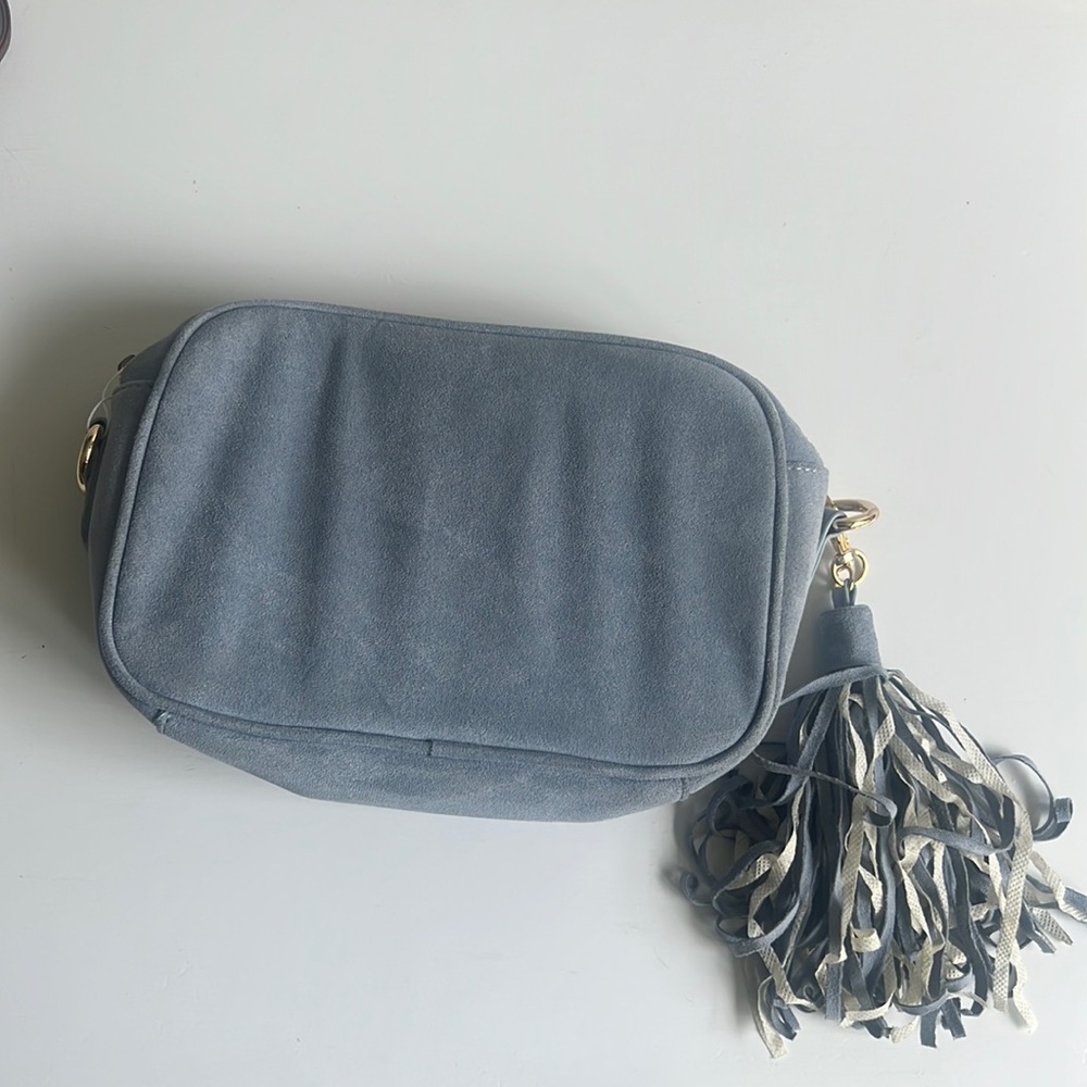 NWOT Ice blue Tassel Makeup Bag